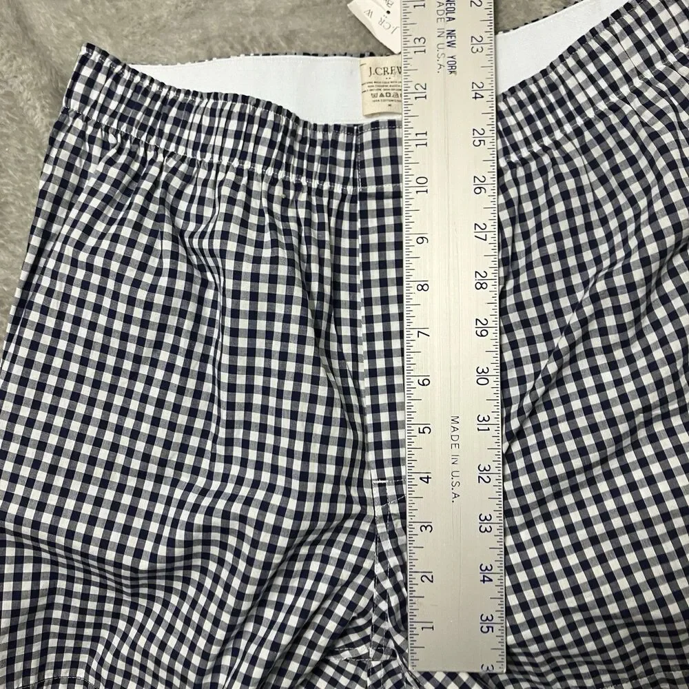 J Crew Boxers Mens M‎ Navy Blue Gingham Cotton Sleep L Shorts BV599 Loungewear